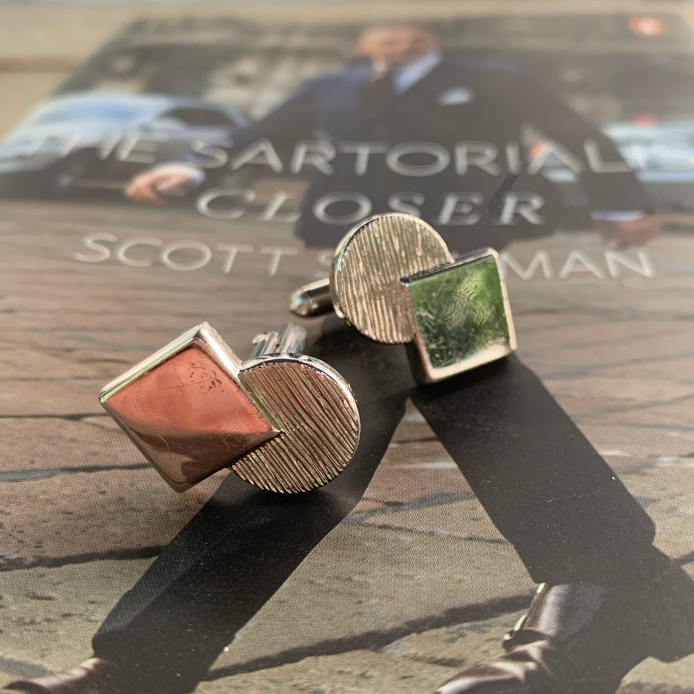 VINTAGE Swank geometric silver cufflinks
